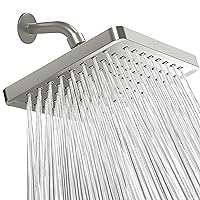 SparkPod Shower Head - High Pressure Rain - Premium Quality Luxury Design - 1-Min Install - Easy Clean Adjustable Replacement for Your Bathroom Shower Heads (Elegant Brushed Nickel, 8 Inch Square)