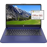 HP est 14'' Ultral Light Laptop for Students and Business, Intel Quad-Core N4120, 16GB RAM, 192GB Storage(64GB eMMC+128GB Micro SD), 1 Year Office 365, Webcam, HDMI, WiFi, USB-A&C, Win 11 Indigo Blue