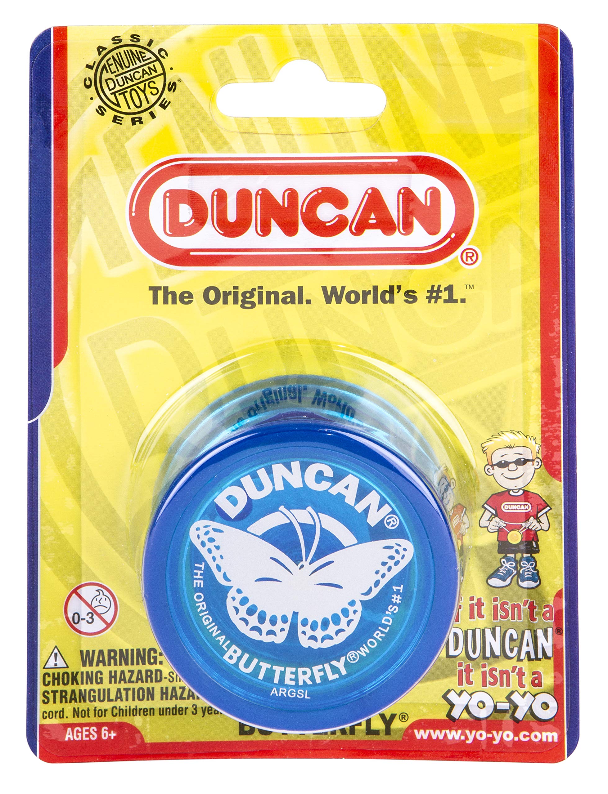 Duncan Toys Butterfly Yo-Yo, Beginner Yo-Yo with String, Steel Axle and Plastic Body, Blue