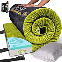 Thick Memory Foam Camping Mattress Sleeping Pad [Car/Tent/Cot] 3 Inch Portable Floor Mat Roll Up for Guests Kids Adult Sleepover