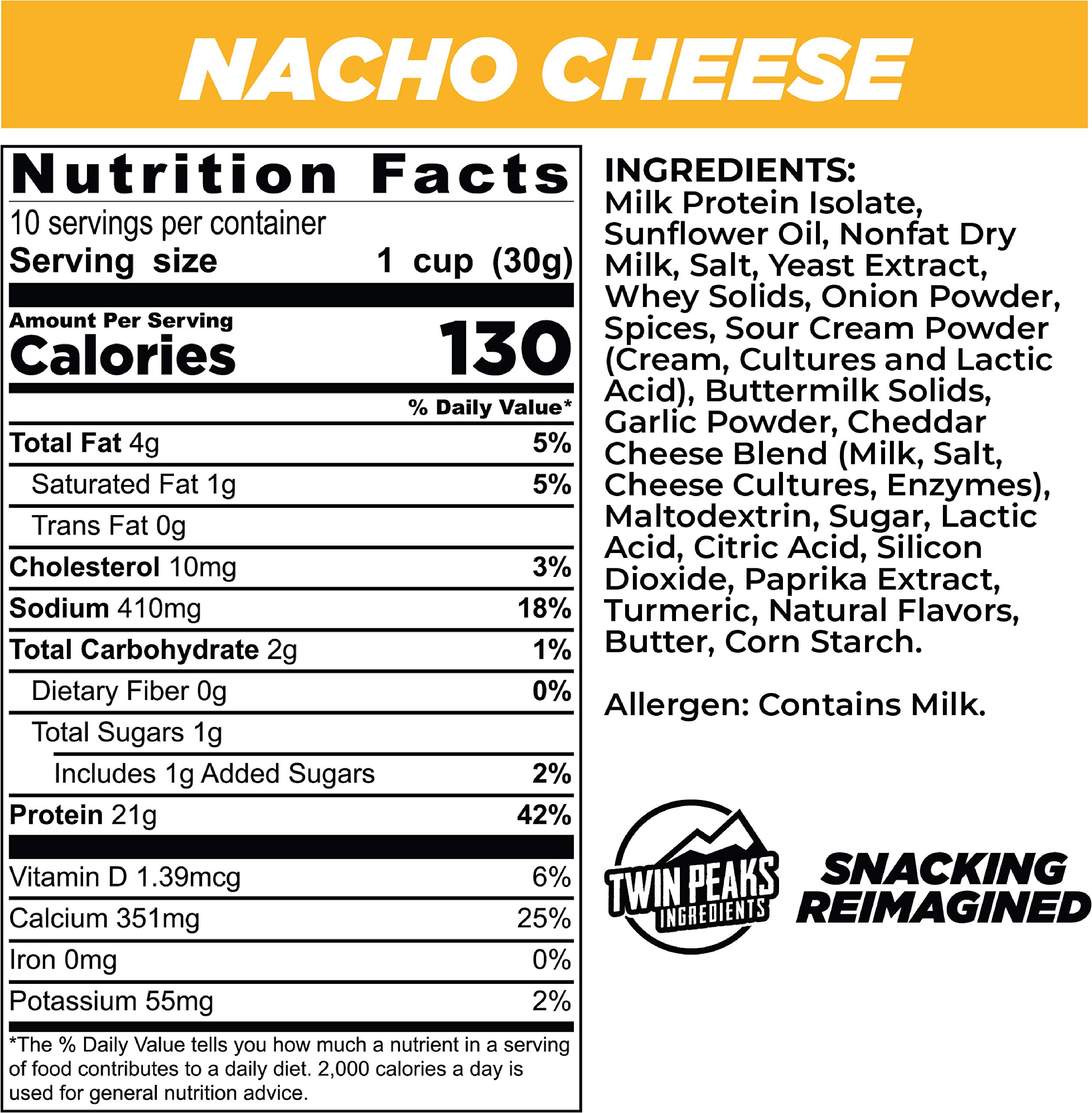 Twin Peaks Low Carb, Keto Friendly Protein Puffs Combo Pack, 1 Jug Sour Cream Flavor Puffs + 1 Jug Nacho Cheese Flavor Puffs