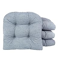 Gripper Overstuffed Universal Non-Slip Dining Chair Cushions for Kitchen Decor or Office Use, U-Shaped Skid-Proof Seat Pad, 15x15 Inches, 4 Count (Pack of 1), Delft Blue