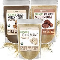 XPRS Nutra Mushroom Bundle - Lion's Mane, Chaga, Red Reishi Mushrooms - All Organic Mushroom Bundle (16 Ounces Each)