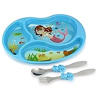 KidsFunwares Me Time PP Dinnerware Set (Mermaid) – 3-Piece Set for Kids and Toddlers – Plate, Fork and Spoon that Children Love - Sparks your Child's Imagination and Teaches Portion Control KidsFunwares Me Time PP Dinnerware Set (Mermaid) – 3-Piece Set for Kids and Toddlers – Plate, Fork and Spoon that Children Love - Sparks your Child's Imagination and Teaches Portion Control
