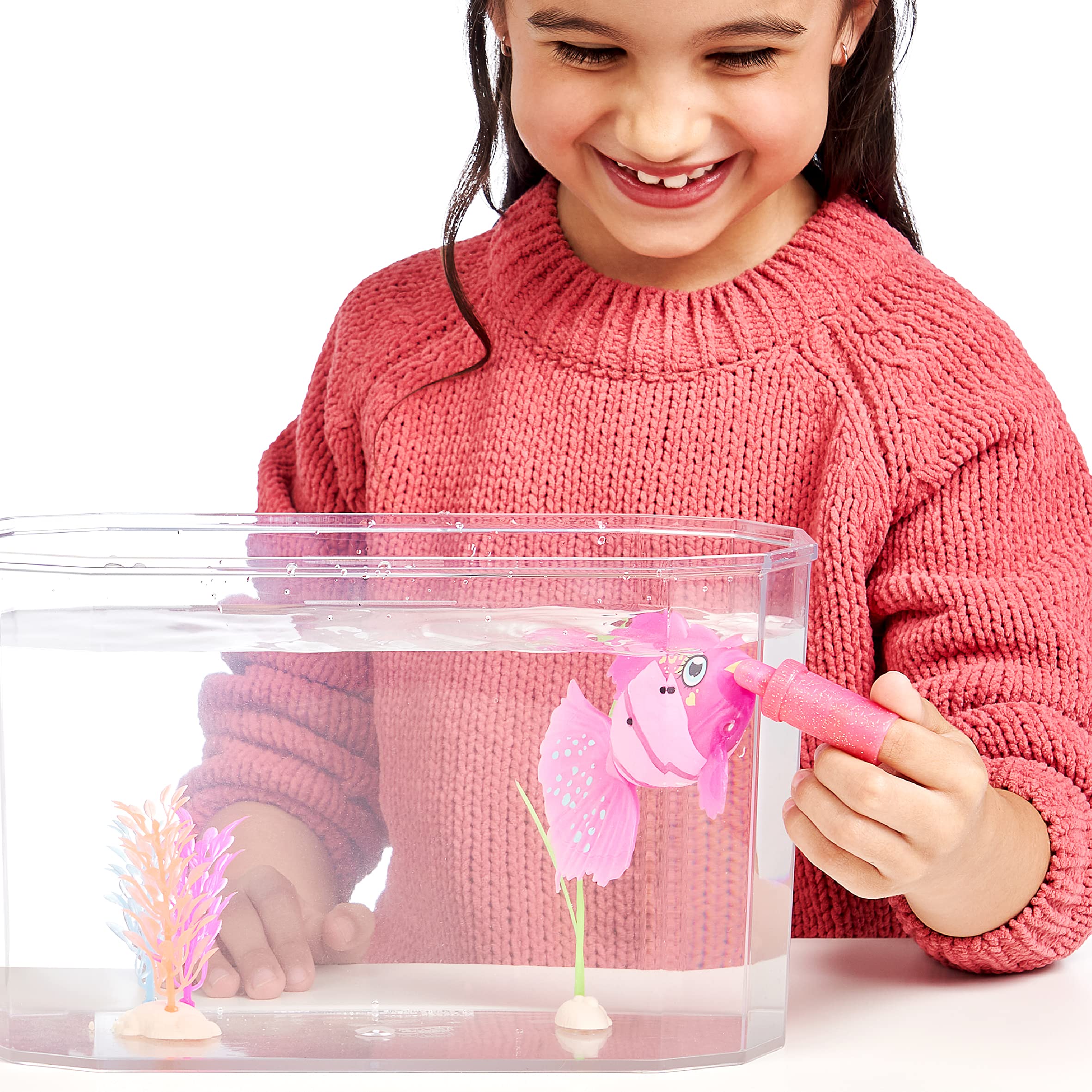 Little Live Pets - Lil' Dippers Fish Tank: Splasherina| Interactive Toy Fish & Tank, Magically Comes Alive in Water, Feed and Swims Like A Real Fish