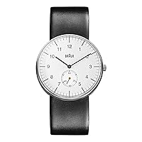 Braun Men's Three Hand Quartz Movement Watch with Analogue Display and Leather Strap