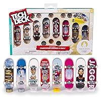 Competition Legends 8-Pack Fingerboards with Collectible Cards, Olympic Games Paris 2024, Customizable Mini Skateboards, Kids Toys for Ages 6 and up