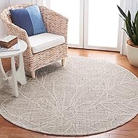 SAFAVIEH Metro Collection Area Rug - 6' Round, Beige & Ivory, Handmade Floral Wool, Ideal for High Traffic Areas in Living Room, Bedroom (MET881B)