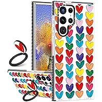 Toycamp for S23 Ultra Case with Ring Holder, Cute Funny Coloful Hearts Design for Women Girls Boys Teens for S23 Ultra Cases, Cute Cartoon Print Cover for Samsung Galaxy S23 Ultra Case 6.8''