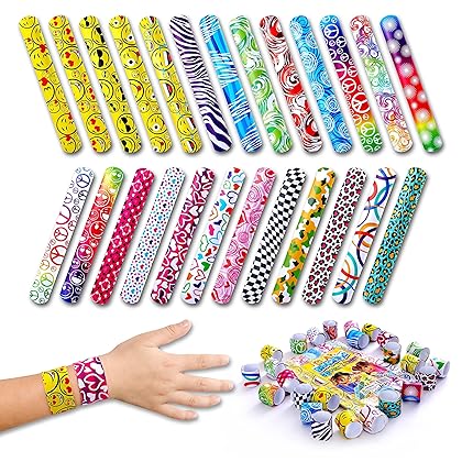 Giraffe Manufacturing Easter Basket Stuffers- Slap Bracelets For Kids Party Favors | Snap Bracelets Pack Bulk Toys for Kids Prizes | Wrist Bands Toddler Party Favors Bulk One Size Fits All