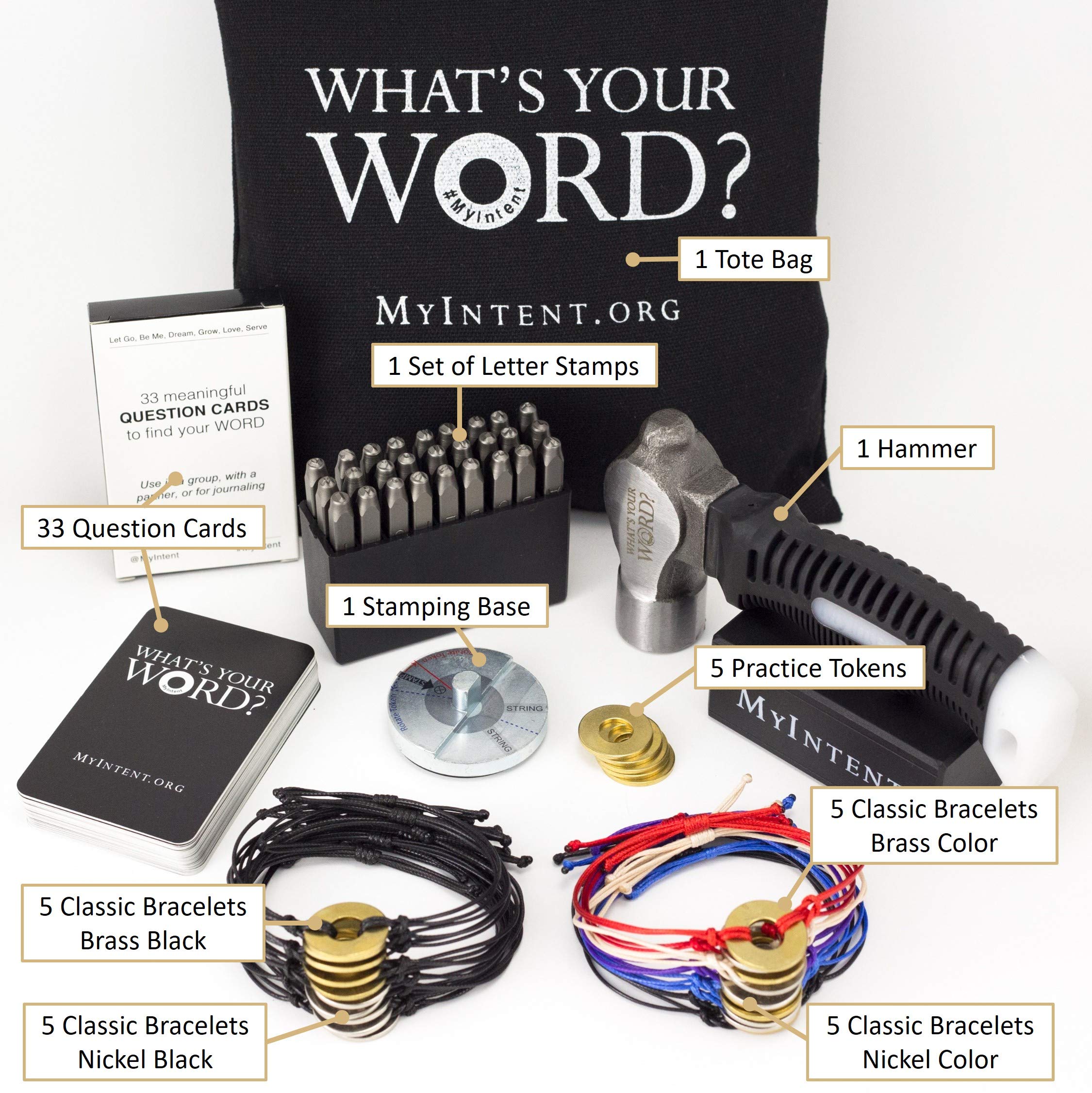 MyIntent Classic 20 Mix Maker Kit: Jewelry Making Supplies, Unique Charms, What's Your Word Conversation Cards, Makes 20 Bracelets