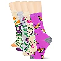 K. Bell Women's Fun Love and Nature Crew Socks-4 Pairs-Cool & Cute Fashion Gifts