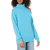 The Drop Women's Josephine Long-Sleeve Cutout Loose Turtleneck Sweater