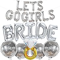 KatchOn, Giant Bride Balloons Silver - Pack of 16 | Disco Balloons, Lets Go Girls Balloons Set | Silver Bridal Shower Decorations | Silver Bridal Shower Balloons for Lets Go Girls Party Decorations