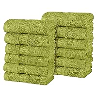 Superior Cotton Face Towels/Washcloth Set of 12, Home Essentials, Quick Dry, Luxury Bathroom Accessories, Basic Towels, Spa, Salon, Hotel, Resort, Thick, Ultra-Plush, Highly Absorbent, Green Essence