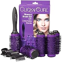 Blowout Brush Set of (5) Barrels + Universal Handle | Round Brush Set for Blowouts | Hairstyling Beauty Tools | (Medium) Purple