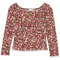 Girls' Floral Print Square Neck Top