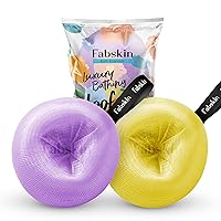 Donuts Loofah for Bathing | Bath Shower Loofah Sponge Scrubber Exfoliator for Women and Men | Bathing Sponge | Body Wash Scrub | Bath Scrubber For Body - Pack of 2 (Purple & Yellow)