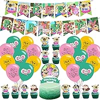 Chip Potato Party Decorations,Birthday Party Supplies For Pug Chip Party Supplies Includes Banner - Cake Topper - 12 Cupcake Toppers - 18 Balloons