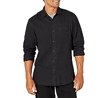 Amazon Essentials Men's Slim-Fit Long-Sleeve Plaid Flannel Shirt (Limited Edition Colors), Black, X-Small