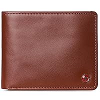 Alpine Swiss Mens RFID Protected Nolan Leather Wallet Center Flip Commuter Bifold Comes in Gift Box Tan