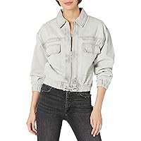 KENDALL + KYLIE Women's Zip Up Double Pocket Cropped Jacket