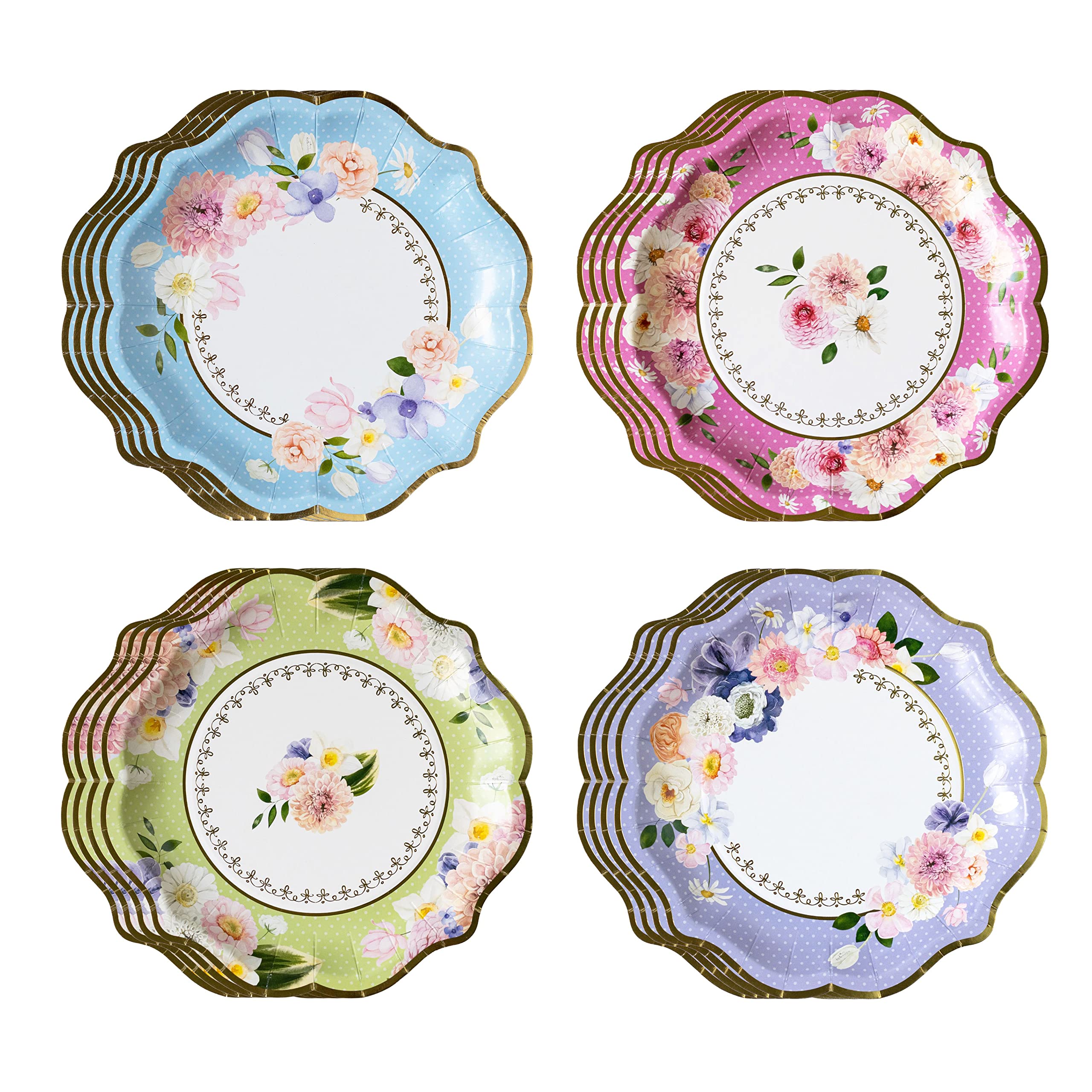 Kate Aspen 9 in. Premium Paper (Assorted Set of 16) Tea Party Decorations, One Size, 9 Inch Plates