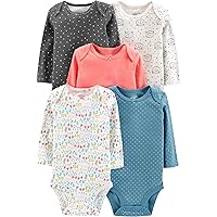 Simple Joys by Carter's Baby Girls' Long-Sleeve Bodysuit, Pack of 5