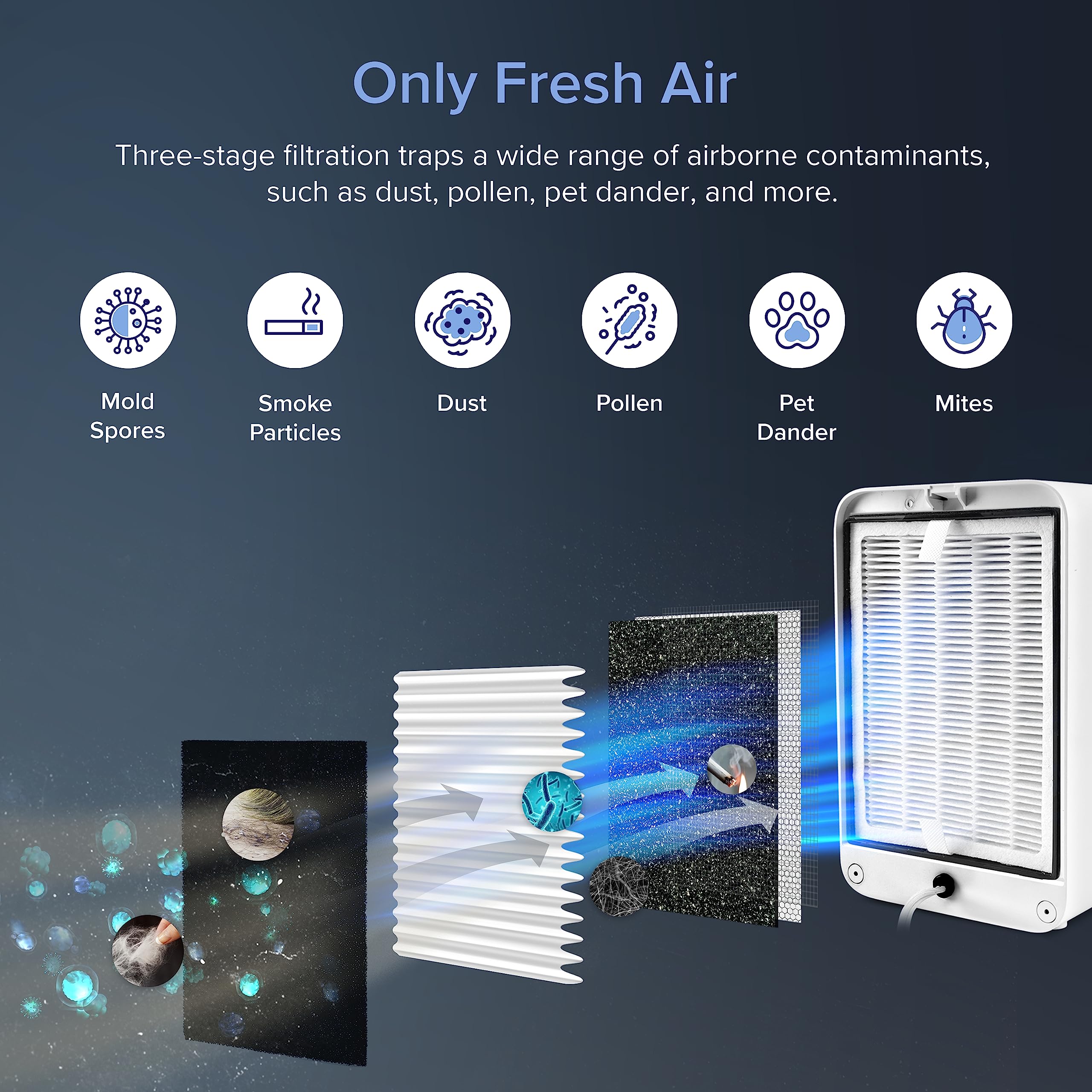 LEVOIT Air Purifiers for Bedroom Home, HEPA Freshener Filter Small Room for Smoke, Allergies, Pet Dander, Pollen, Odor, Dust Remover, Ozone Free, Quiet, Desktop, Office, Table Top, LV-H126, Beige
