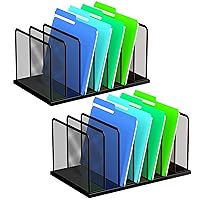 2 Pack Desk File Organizer 7 Upright Mesh Desktop Organizer File Sorter Office Organization File Holder for Home, Office & Classroom