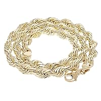 Solid 14k Gold Rope Chain - Thin Rope Link Chain Necklace - Mens and Womens Jewelry Made with Hypoallergenic Yellow 14 Karat Gold