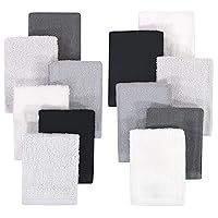 Hudson Baby Unisex Baby Rayon from Bamboo Woven Washcloths 12pk, Black White, One Size