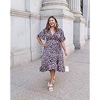 The Drop Women's Pink Dot Print Faux Wrap Short Sleeve Dress by @caralynmirand