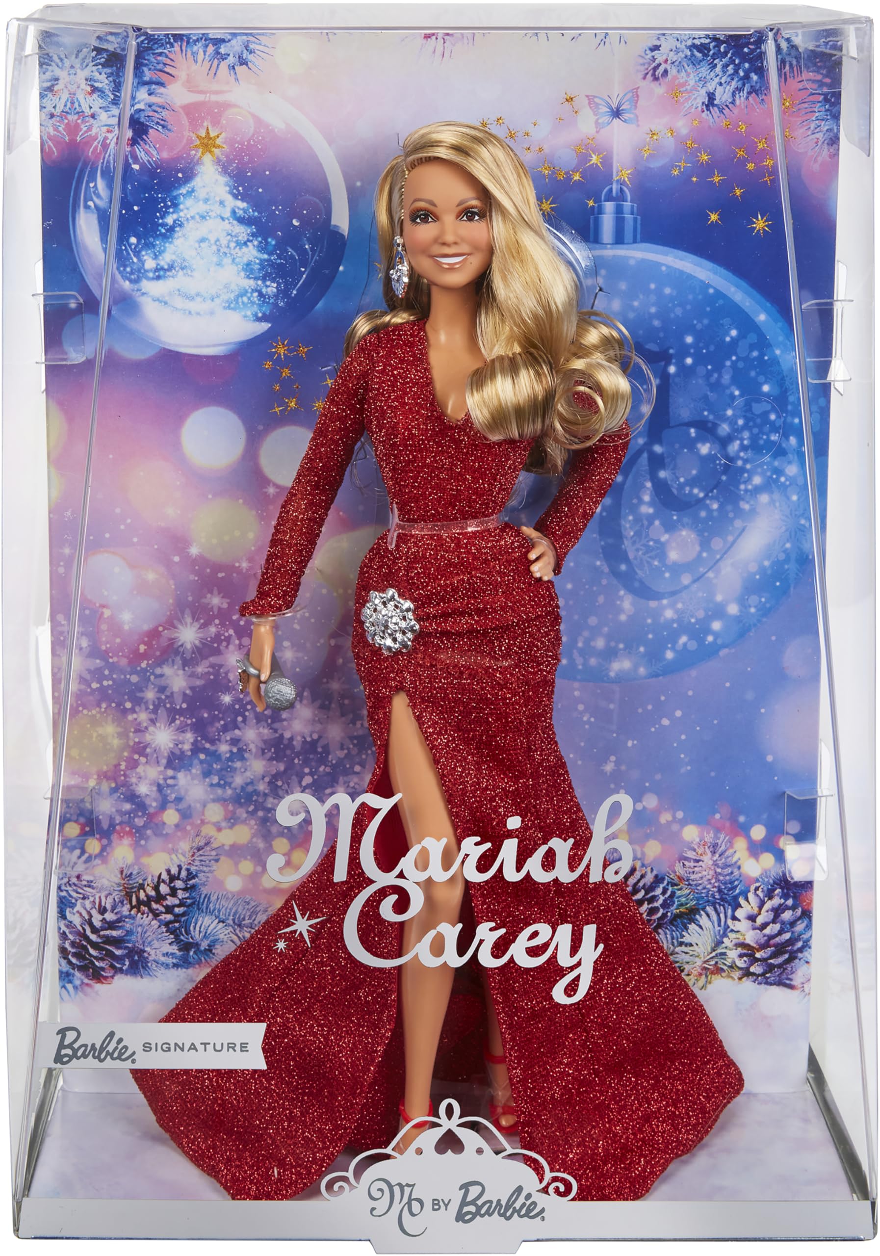 Barbie ​Mariah Carey Doll, Holiday Celebration Collectible, Glittery Red Gown with Silver Accessories