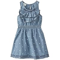 Diesel Little Girls' Diori-Chambray Dress with White Dots and Ruffle