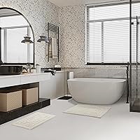 Chic Home Greyson Premium 100% Cotton 2-Piece Bathroom Rug Set, Plush Tufted Border, Soft, Absorbent, and Durable Bathroom Non-Slip Bath Mats (17