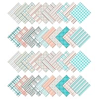 Soimoi Precut 10-inch Check Prints Cotton Fabric Bundle Quilting Squares Charm Pack DIY Patchwork Sewing Craft- Turquoise Blue