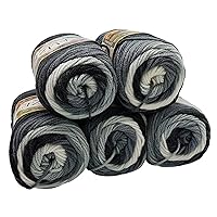 Alize Burcum batik wool 5 x 100 gram multicolored with color gradient, 500 grams knitting yarn (black gray white 1900)