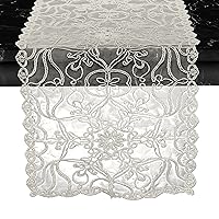 Elegant Comfort Embroidery Ingrid Table Runner - Dresser Scarf for Home Dining Room - Lace Like Tabletop Decoration, Kitchen Dining Table Decoration for Indoor and Outdoor, 13 X 20 Inches, Beige