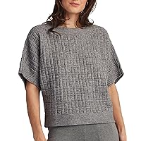 ELLEN TRACY Women's Tunic Top, Emma Crew Neck 3/4 Sleeve Casual Popover Shirt, Ladies Sweater Pullover Blouse