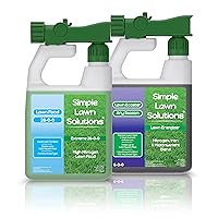 High Nitrogen 28-0-0 Liquid Lawn Food Fertilizer (32 Ounce with Sprayer) and Lawn Energizer Booster Nitrogen and Iron (32 Ounce with Sprayer) - Simple Lawn Solutions