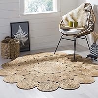 Natural Fiber Collection Area Rug - 3' Round, Natural, Handmade Boho Charm Farmhouse Jute, Ideal for High Traffic Areas in Living Room, Bedroom (NF363A)