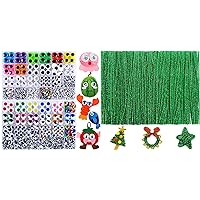 200pcs Green Glitter Pipe Cleaners + 2310pcs Googly Wiggle Eyes, Art and Craft Supplies.
