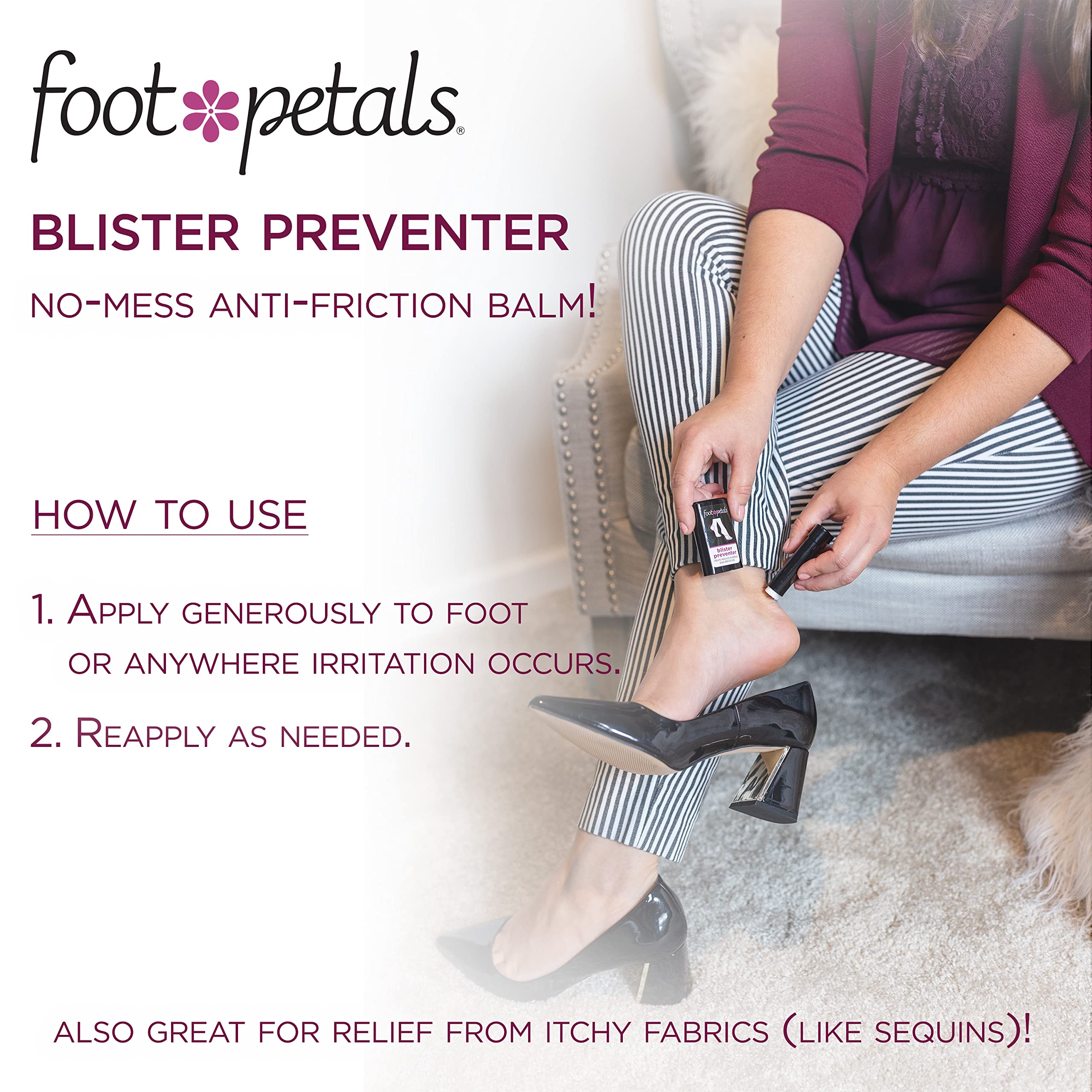 Foot Petals Blisstick Blister Preventer Anti Friction Stick for Women, Reduce Shoe Rubbing and Irritation
