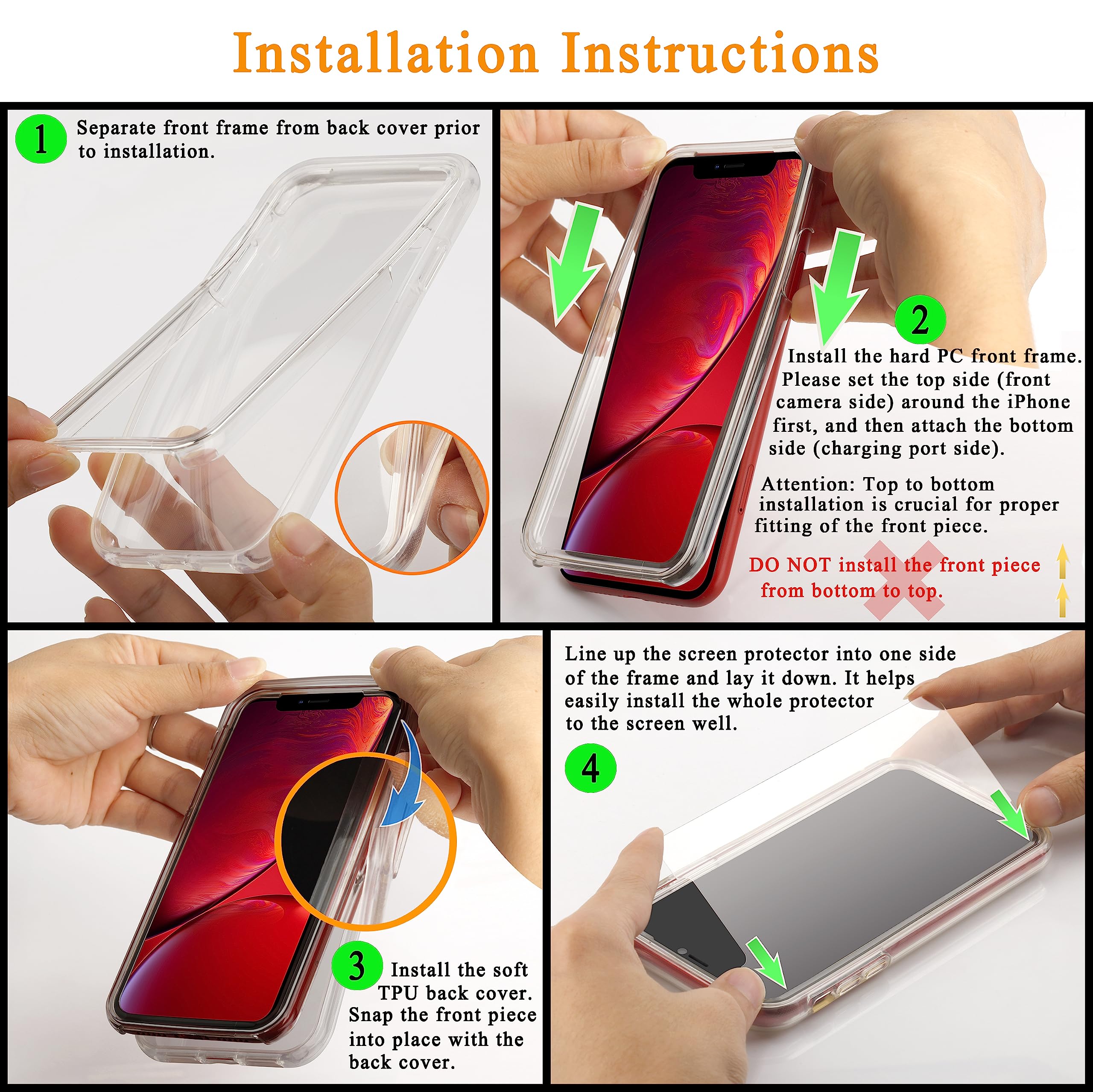 COOLQO Compatible for iPhone SE 2022/2020 Case 4.7 Inch, with [2 x Tempered Glass Screen Protector] Clear 360 Full Body Coverage Hard PC+Soft Silicone TPU 3in1 Protective Shockproof Phone Cover