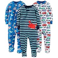 Toddlers and Baby Boys' Snug-Fit Footed Cotton Pajamas, Pack of 3