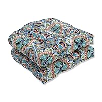 Pillow Perfect Outdoor | Indoor Lagoa Tile Flamingo Wicker Seat Cushion (Set of 2), Blue 19 X 19 X 5