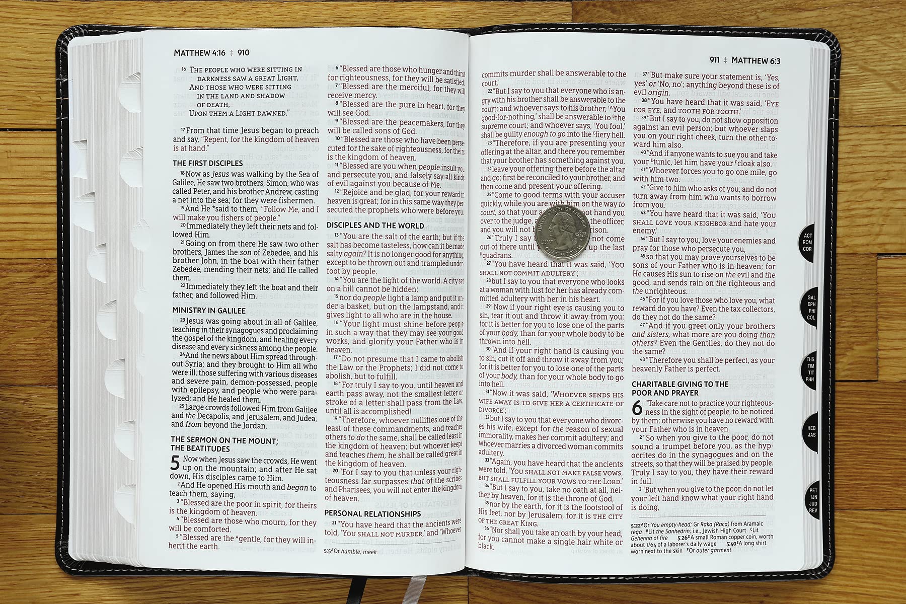 NASB, Thinline Bible, Large Print, Leathersoft, Black, Red Letter, 2020 Text, Thumb Indexed, Comfort Print