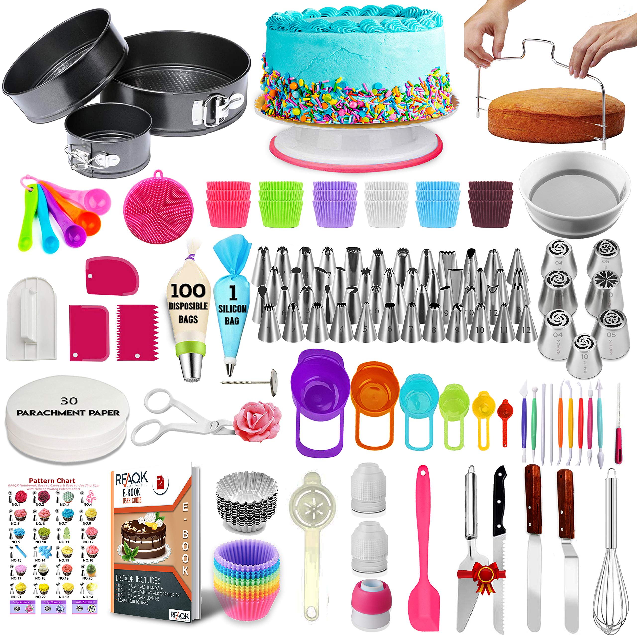 106pcs Set Cake Decorating Supplies Pieces Kit Baking Tools Turntable Stand  Pen | eBay