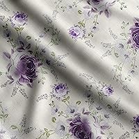Soimoi Floral Printed, Japan Crepe Satin Fabric, by The Yard 54 Inch Wide, Decorative Sewing Fabric for Dresses Kimonos Gowns, Purple-1bB1